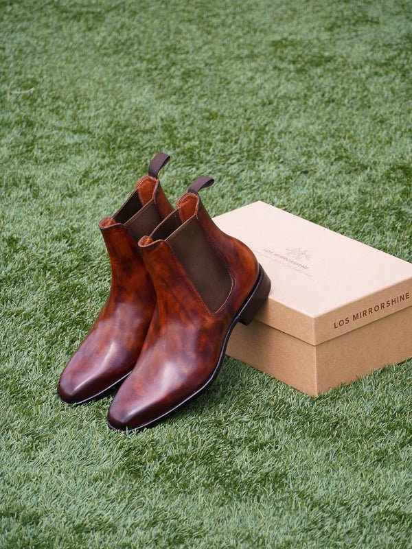 Leather tan chelsea boots best sale